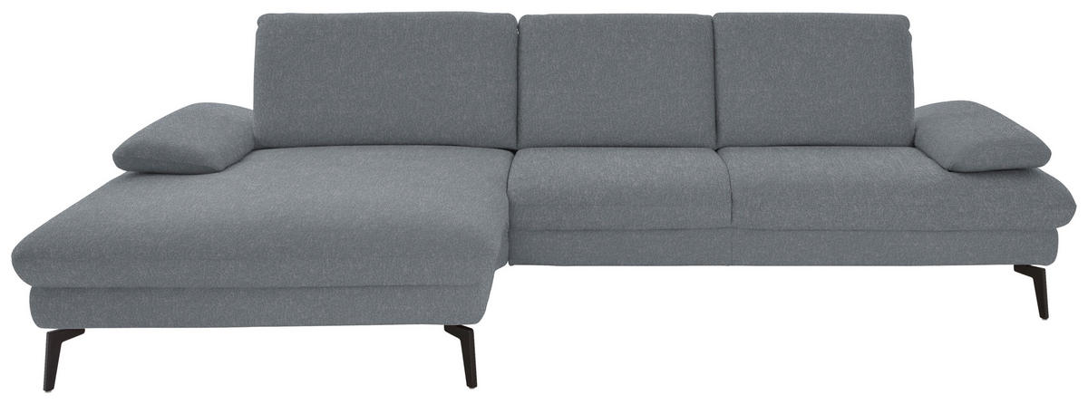 ECKSOFA in Chenille, Mikrofaser Blaugrau  - Blaugrau/Schwarz, Design, Textil/Metall (157/299cm) - Dieter Knoll