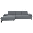 ECKSOFA in Chenille, Mikrofaser Blaugrau  - Blaugrau/Schwarz, Design, Textil/Metall (157/299cm) - Dieter Knoll