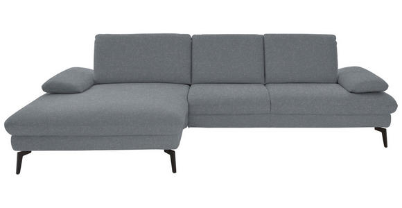 ECKSOFA in Chenille, Mikrofaser Blaugrau 157/299 cm - Blaugrau/Schwarz, Design, Textil/Metall (157/299cm) - Dieter Knoll