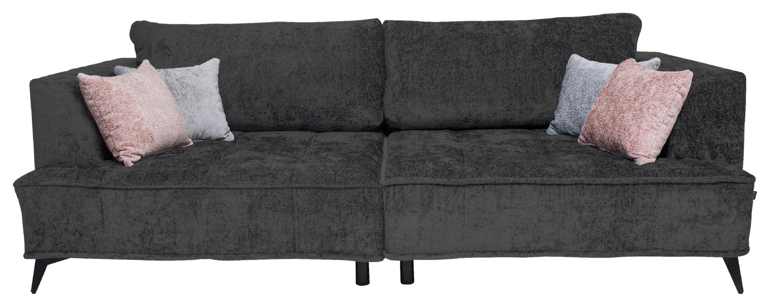 BIGSOFA in Chenille Anthrazit  - Anthrazit/Hellgrau, Design, Textil/Metall (250/90/120cm) - home24
