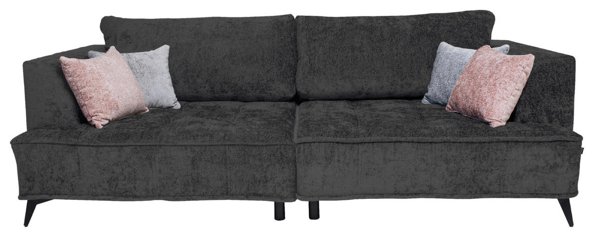 BIGSOFA in Chenille Anthrazit  - Anthrazit/Hellgrau, Design, Textil/Metall (250/90/120cm) - home24