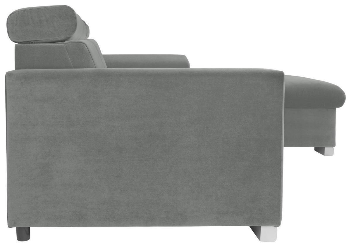 ECKSOFA in Velours Grau  - Alufarben/Grau, Design, Holz/Textil (243/186cm) - MID.YOU