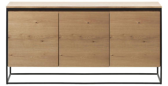 SIDEBOARD 155/80/45 cm  - Eichefarben/Schwarz, Design, Holzwerkstoff/Metall (155/80/45cm) - Linea Natura