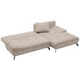 ECKSOFA Greige Chenille Rückenkissen, Bettkasten, Schlaffunktion, Rücken echt  - Greige/Schwarz, MODERN, Textil/Metall (290/182cm) - Hom`in