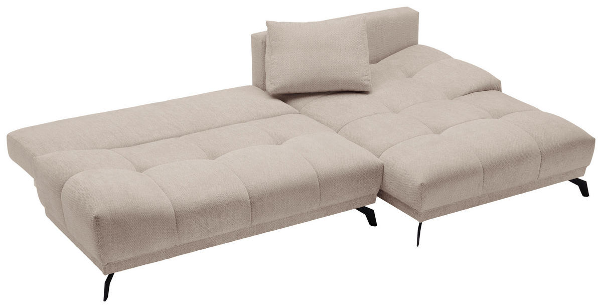 KOTNA SEDEŽNA GARNITURA, šenilja sivobež  - sivobež/črna, Moderno, kovina/tekstil (290/182cm) - Hom`in