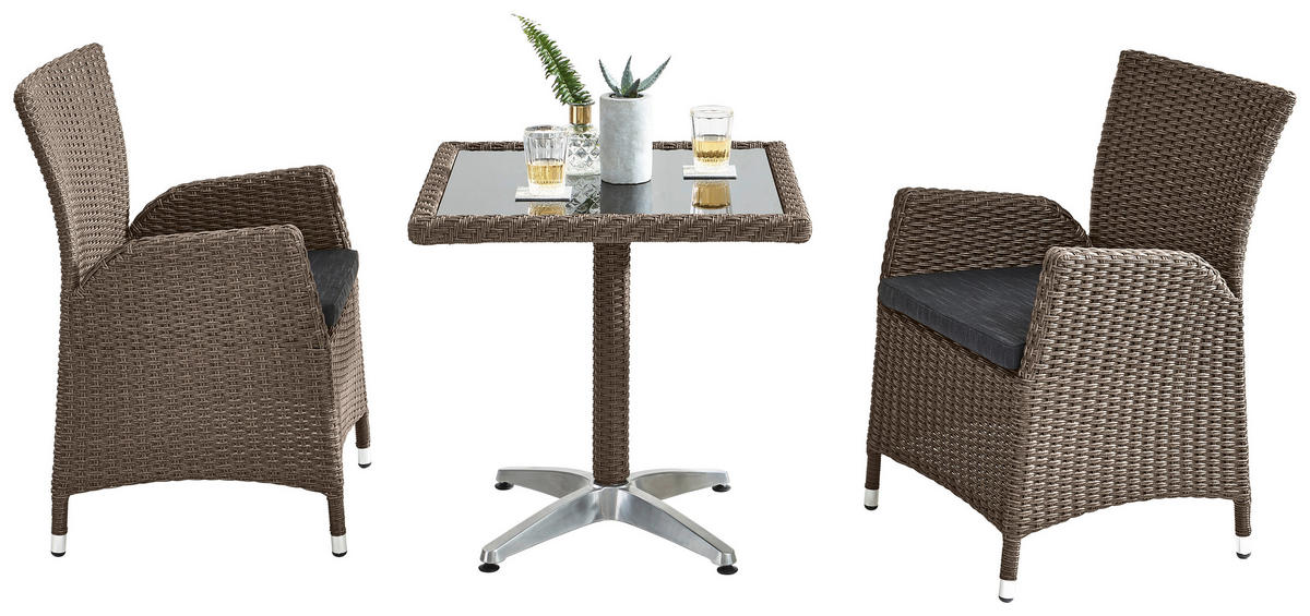 GARTENSESSEL Aluminium Grau, Schwarz  - Schwarz/Grau, LIFESTYLE, Kunststoff/Textil (57/90/60cm) - Ambia Garden