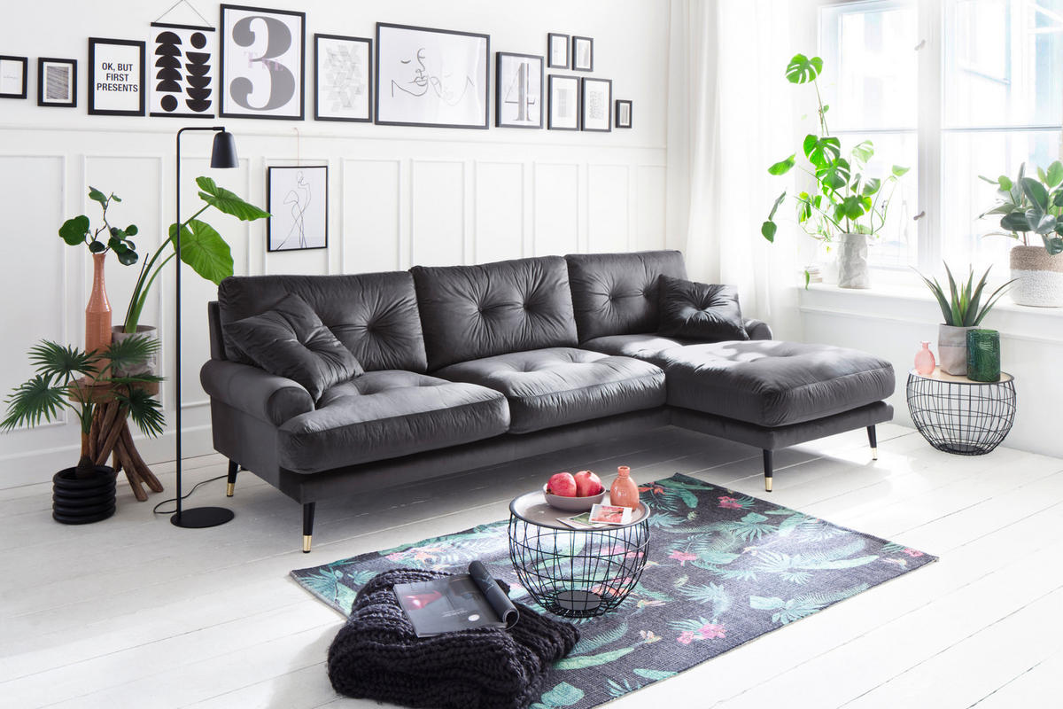 ECKSOFA Eckteil  TOKIO-2S.REC Grün Samt  - Grün, MODERN, Holz/Textil (275/157cm) - MID.YOU