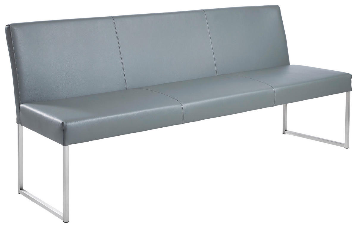 SITZBANK 200/86/62 cm Echtleder Dunkelgrau, Edelstahlfarben  - Edelstahlfarben/Dunkelgrau, Design, Leder/Metall (200/86/62cm) - Musterring