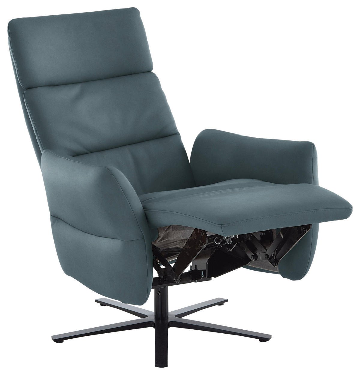 RELAXSESSEL in Leder Blaugrau  - Blaugrau/Schwarz, Design, Leder/Metall (82/119/85cm) - Dieter Knoll