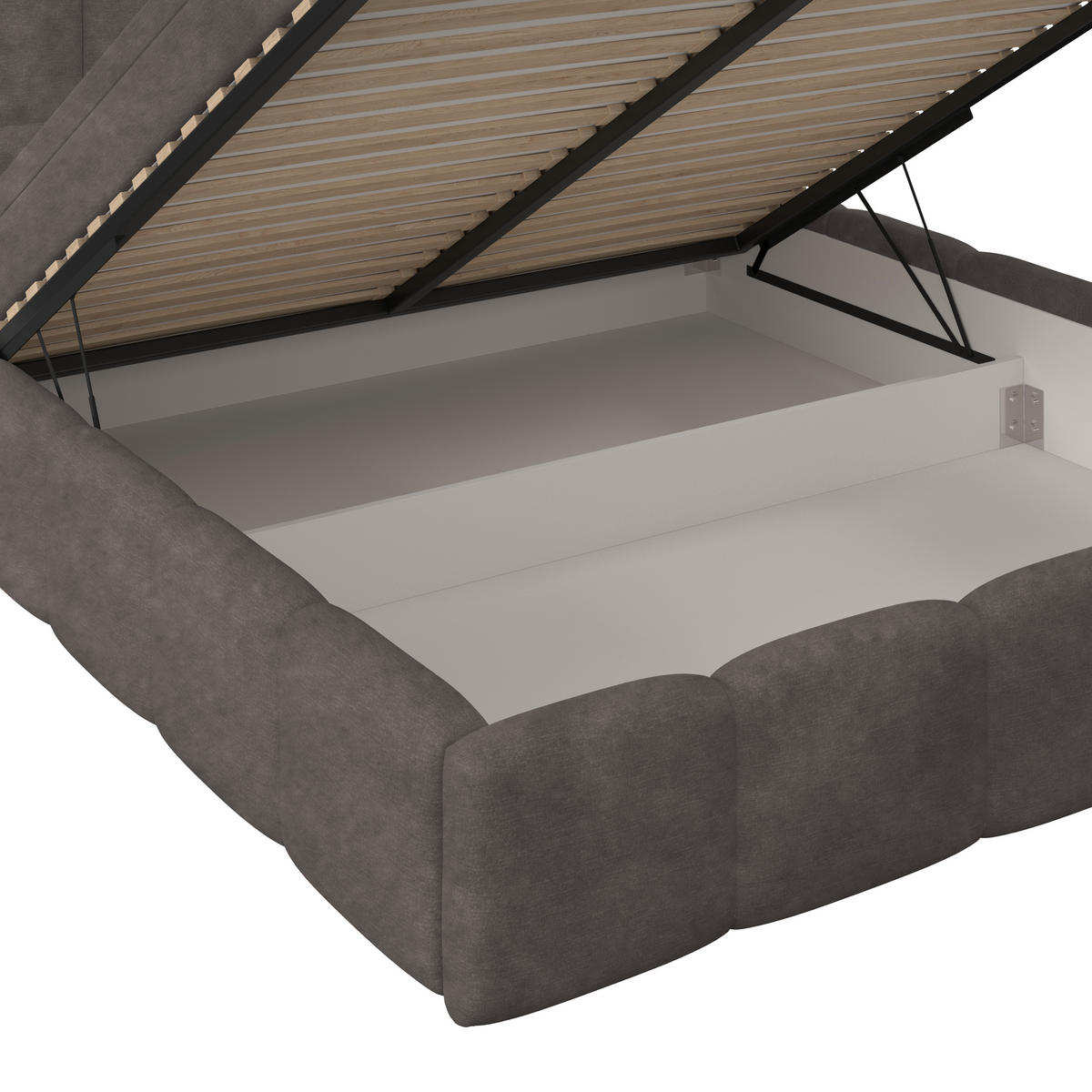 POLSTERBETT 160/200 cm,  in Anthrazit, Matratze, Bettkasten, H3 = fest  - Anthrazit/Schwarz, Trend, Kunststoff/Textil (160/200cm)