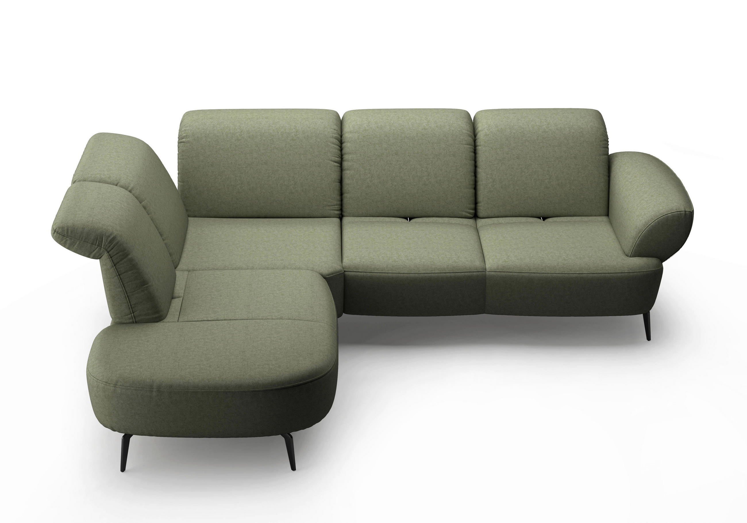ECKSOFA in Flachgewebe Olivgrün  - Schwarz/Olivgrün, Modern, Textil/Metall (270/302cm) - Sit & More