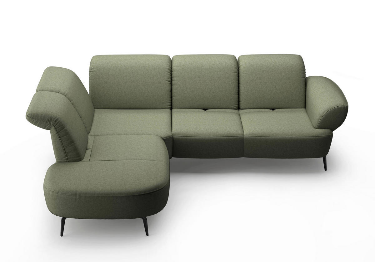 ECKSOFA in Flachgewebe Olivgrün  270/302 cm  - Schwarz/Olivgrün, MODERN, Textil/Metall (270/302cm) - Sit & More