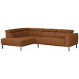 ECKSOFA in Struktur Rostfarben 205/280 cm - Rostfarben/Schwarz, Design, Textil/Metall (205/280cm) - Xora