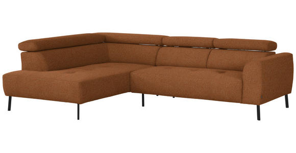 ECKSOFA in Struktur Rostfarben 205/280 cm - Rostfarben/Schwarz, Design, Textil/Metall (205/280cm) - Xora