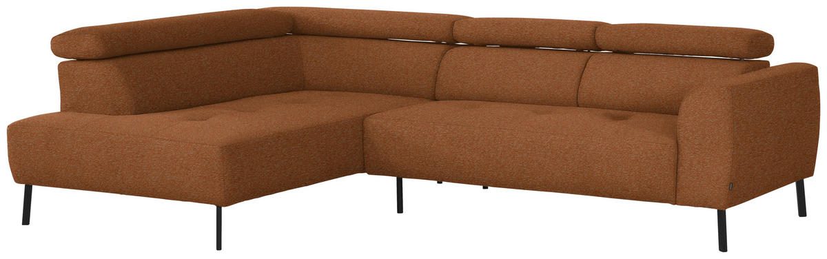 ECKSOFA in Struktur Rostfarben  205/280 cm  - Rostfarben/Schwarz, Design, Textil/Metall (205/280cm) - Xora