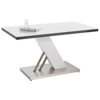 ESSTISCH in Metall, Glas, Holzwerkstoff 140/80/76 cm  - Edelstahlfarben/Weiß Hochglanz, Design, Glas/Holzwerkstoff (140/80/76cm) - Carryhome