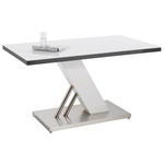 ESSTISCH in Metall, Glas, Holzwerkstoff 140/80/76 cm  - Edelstahlfarben/Weiß Hochglanz, MODERN, Glas/Holzwerkstoff (140/80/76cm) - Carryhome