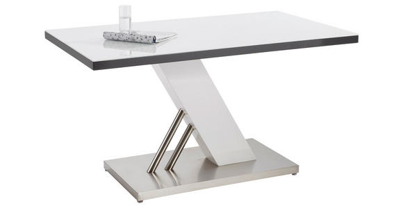 ESSTISCH in Metall, Glas, Holzwerkstoff 140/80/76 cm  - Edelstahlfarben/Weiß Hochglanz, MODERN, Glas/Holzwerkstoff (140/80/76cm) - Carryhome