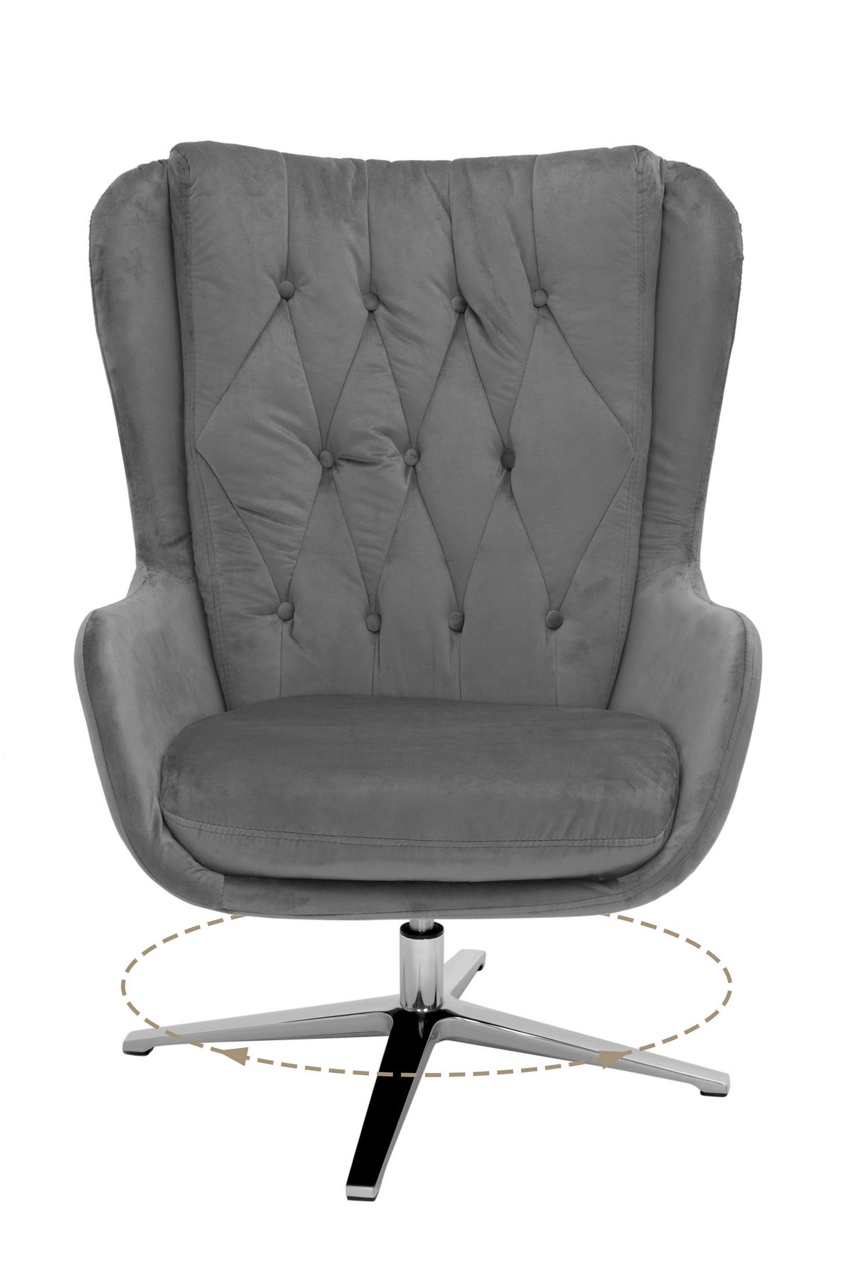 RELAXSESSEL Samt Hocker    - Grau, Design, Metall (73/102/84cm) - MID.YOU