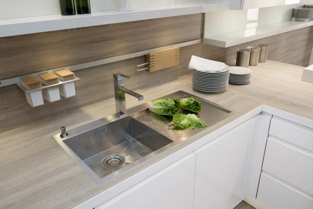 EINBAUKÜCHE ALPHA LACK  - Weiß/Grau, Design, Holzwerkstoff - Nolte Küchen