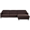 ECKSOFA in Echtleder Dunkelbraun  - Dunkelbraun/Schwarz, Design, Leder/Metall (291/176cm) - Valdera