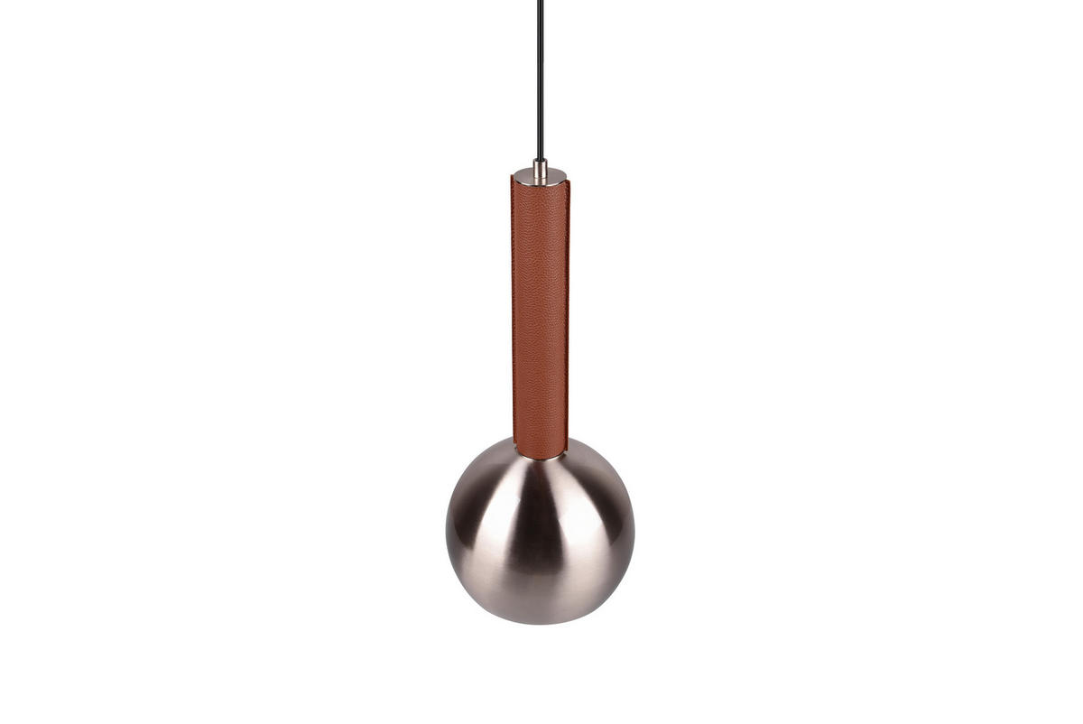 HÄNGELEUCHTE 20/200 cm   - Braun/Nickelfarben, Design, Leder/Metall (20/200cm) - Cinque