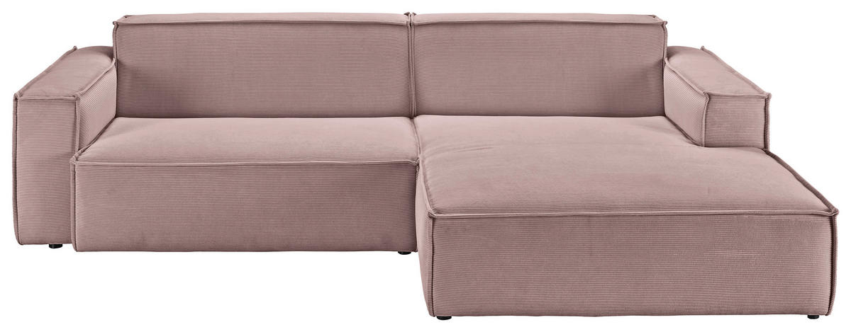 ECKSOFA in Feincord Altrosa  - Schwarz/Altrosa, Konventionell, Kunststoff/Textil (276/168cm) - Hom`in