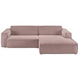 ECKSOFA in Feincord Altrosa  - Schwarz/Altrosa, KONVENTIONELL, Kunststoff/Textil (276/168cm) - Hom`in