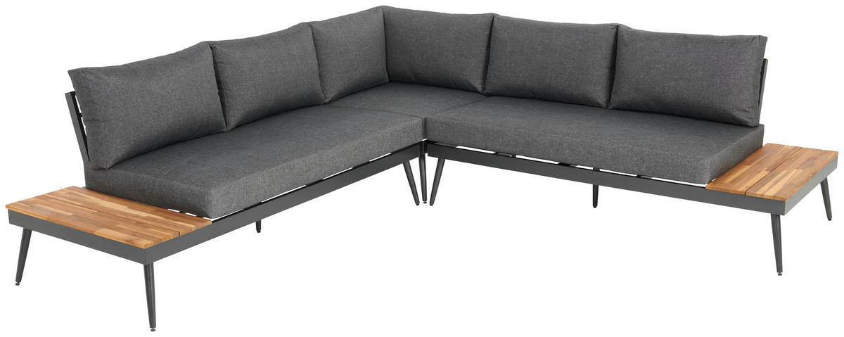 LOUNGEGARNITUR 247/247 cm Akazie Hartholz Aluminium  - Alufarben/Grau, MODERN, Holz/Textil (247/247cm) - Ambia Garden