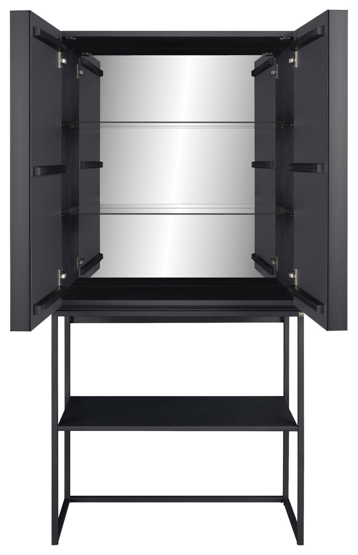 BARSCHRANK Kerneiche massiv Anthrazit  - Anthrazit, Design, Glas/Holz (86/178/39cm) - Musterring