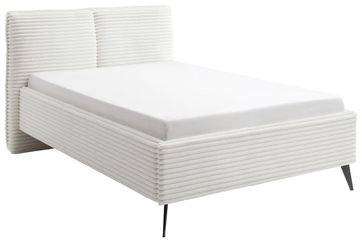 POLSTERBETT 140/200 cm,  in Creme,  - Creme/Schwarz, Trend, Textil/Metall (140/200cm) - Boxxx