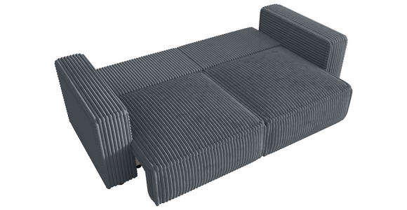 SCHLAFSOFA Cord Grau  inkl. Zierkissen, Bettkasten, Schlaffunktion  - Schwarz/Grau, MODERN, Kunststoff/Textil (250/68/104cm) - Xora