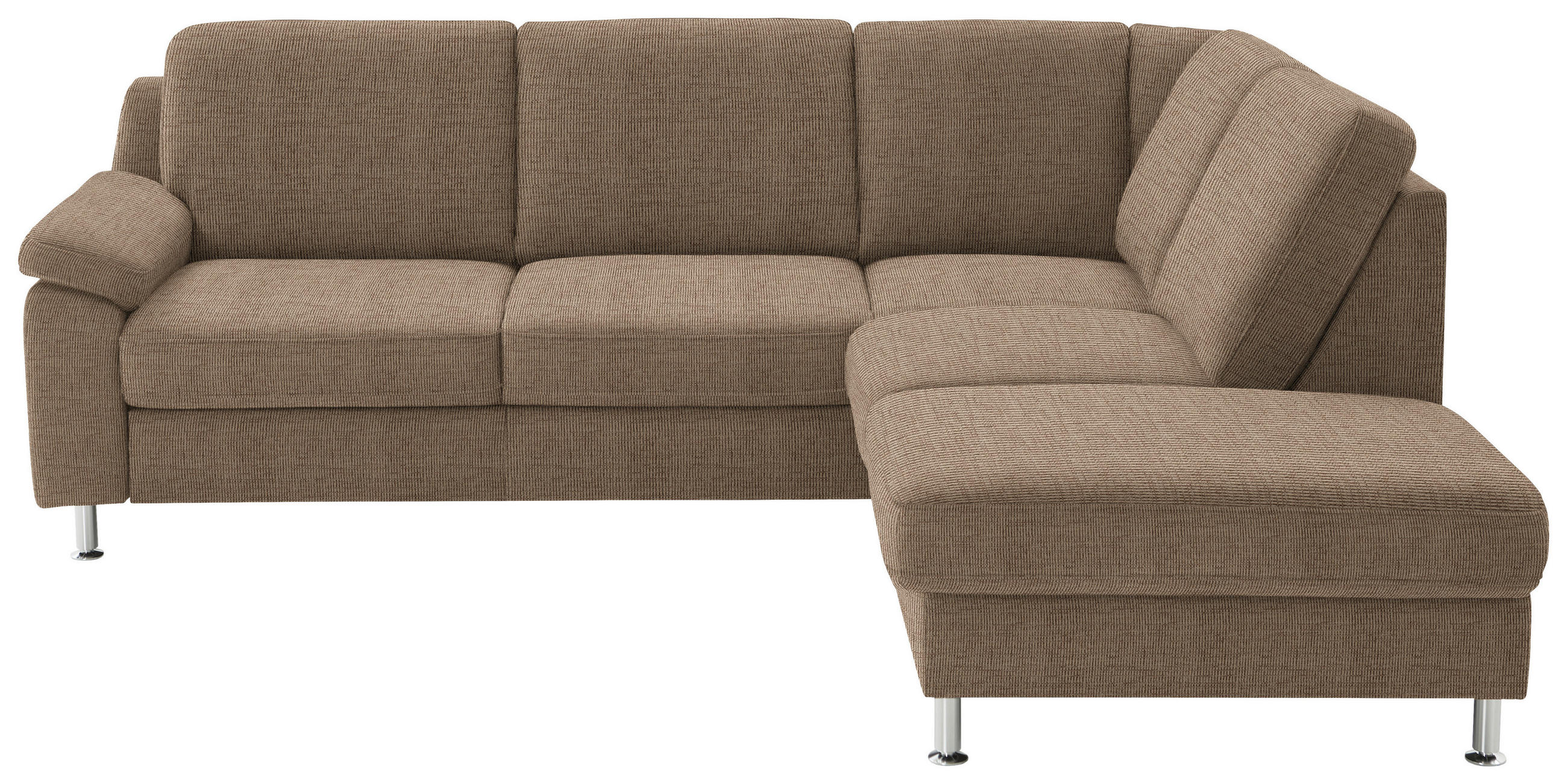ECKSOFA in Webstoff Hellbraun  - Hellbraun/Alufarben, Konventionell, Textil/Metall (241/200cm) - Beldomo System