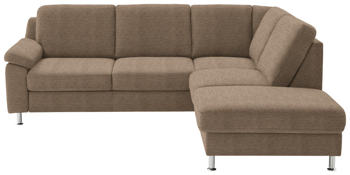 ECKSOFA in Webstoff Hellbraun  - Hellbraun/Alufarben, Konventionell, Textil/Metall (241/200cm) - Beldomo System