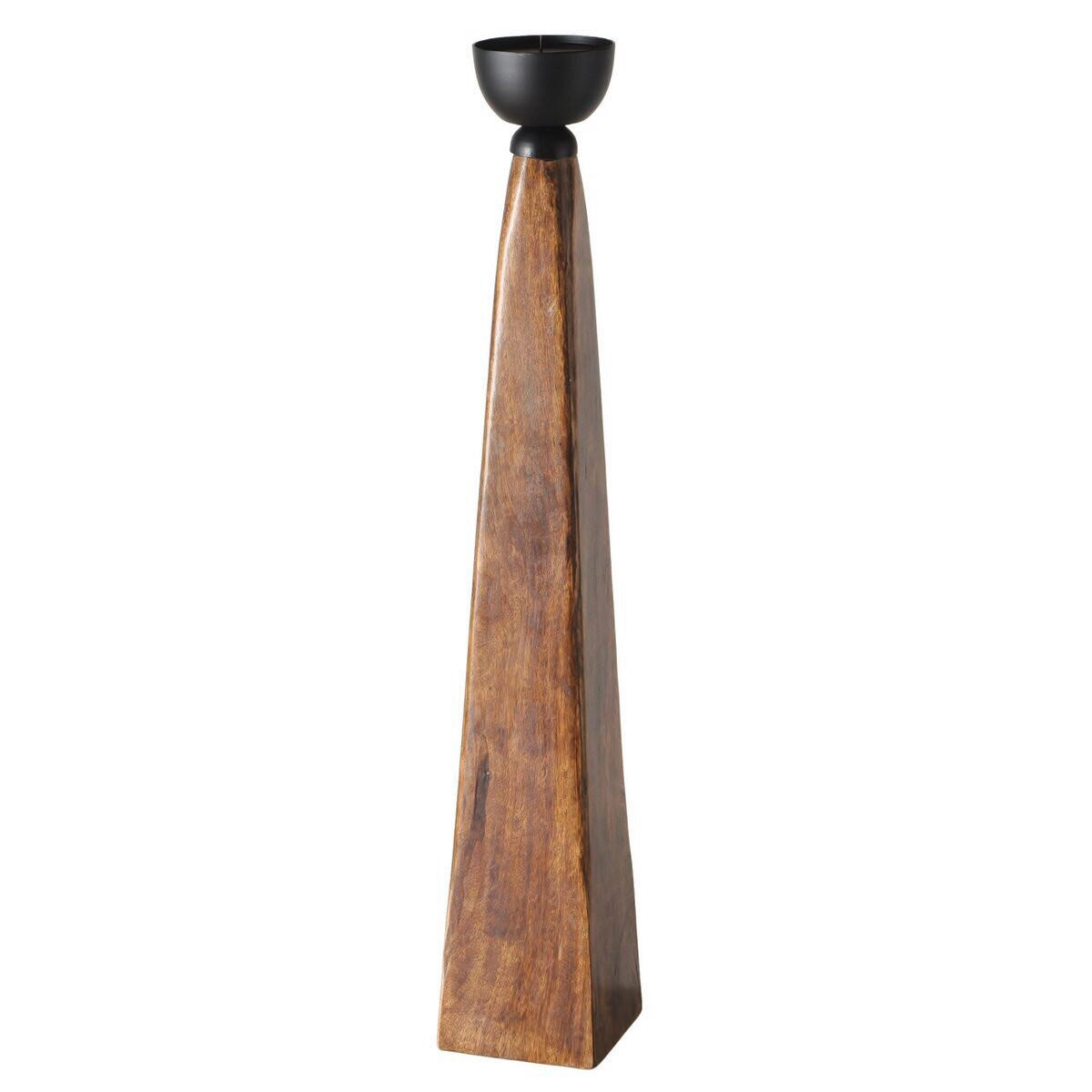 STOJAN NA SVÍČKY  dřevo, kov - černá/hnědá, Basics, kov/dřevo (11/11/58cm)
