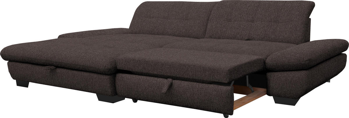 ECKSOFA in Mikrofaser Braun  - Schwarz/Braun, Design, Textil/Metall (198/290cm) - Xora