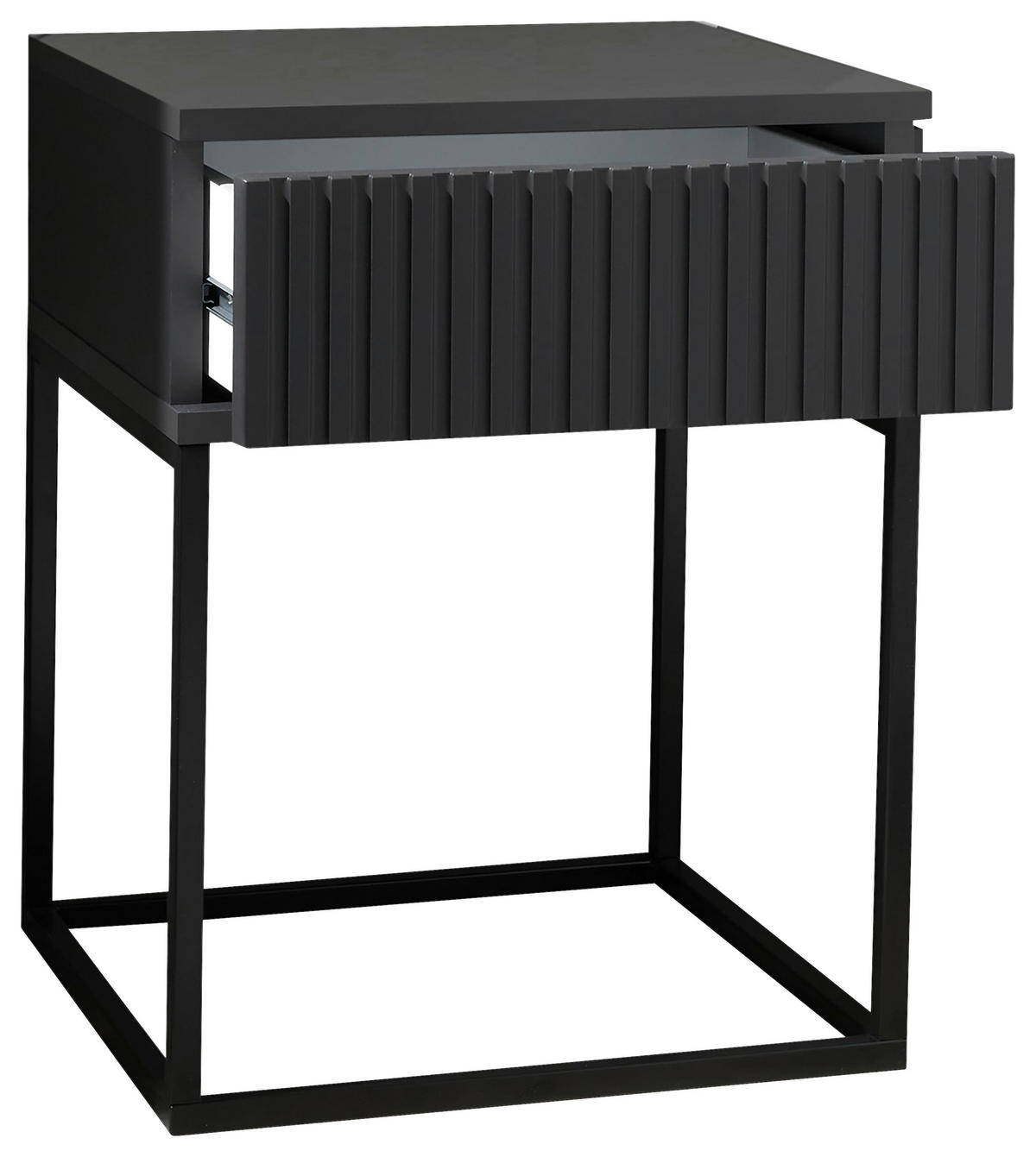 NACHTTISCH 40/52/38,5 cm  Graphitfarben, Schwarz  - Graphitfarben/Schwarz, Modern, Holzwerkstoff/Metall (40/52/38,5cm) - Livetastic