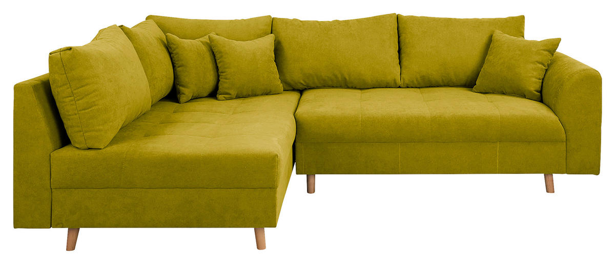 ECKSOFA Ariella Hellgrün Mikrofaser  - Naturfarben/Hellgrün, Design, Holz/Textil (161/231cm) - Livetastic
