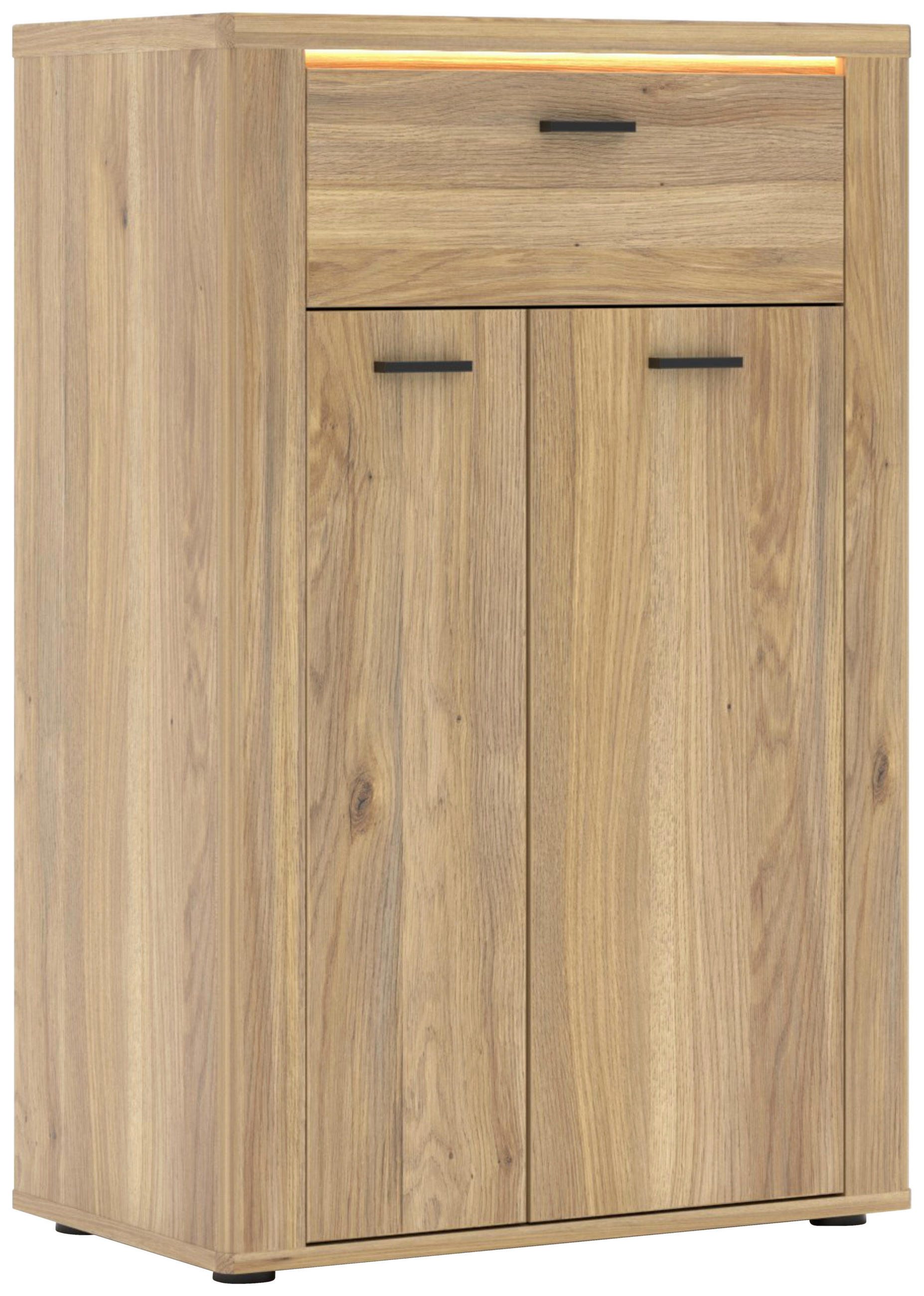SCHUHSCHRANK  in 65/100/38 cm  - Eichefarben/Schwarz, Konventionell, Holzwerkstoff (65/100/38cm) - Xora