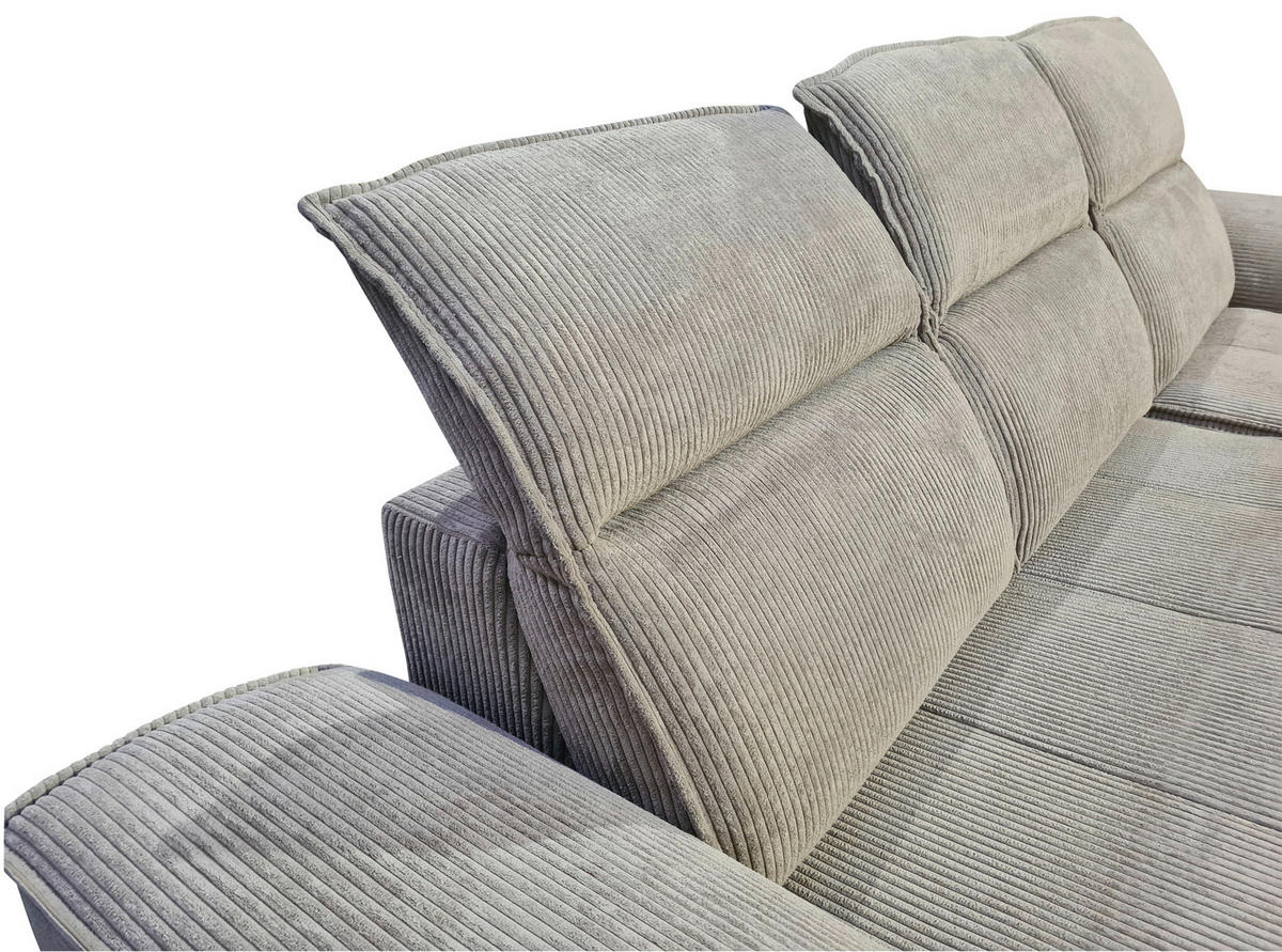 ECKSOFA Taupe Cord  - Taupe/Schwarz, KONVENTIONELL, Textil/Metall (290/196cm) - Carryhome