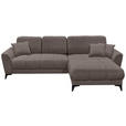 ECKSOFA in Webstoff Dunkelbraun  - Dunkelbraun/Schwarz, KONVENTIONELL, Kunststoff/Textil (281/189cm) - Carryhome