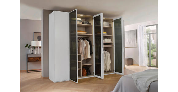 DREHTÜRENSCHRANK in Weiß - Weiß/Grau, Trend, Glas/Holzwerkstoff (301/235/60cm) - Novel