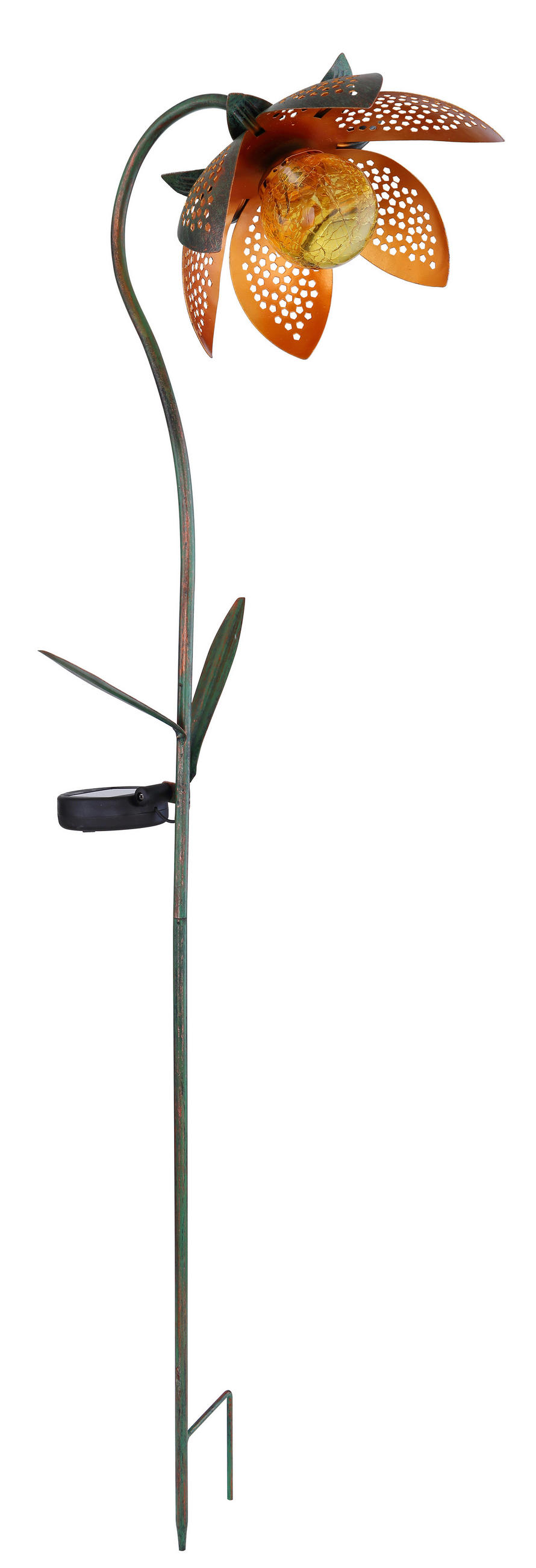 SOLARLEUCHTE 25/15/90 cm   - Goldfarben/Orange, Basics, Glas/Metall (25/15/90cm) - Globo