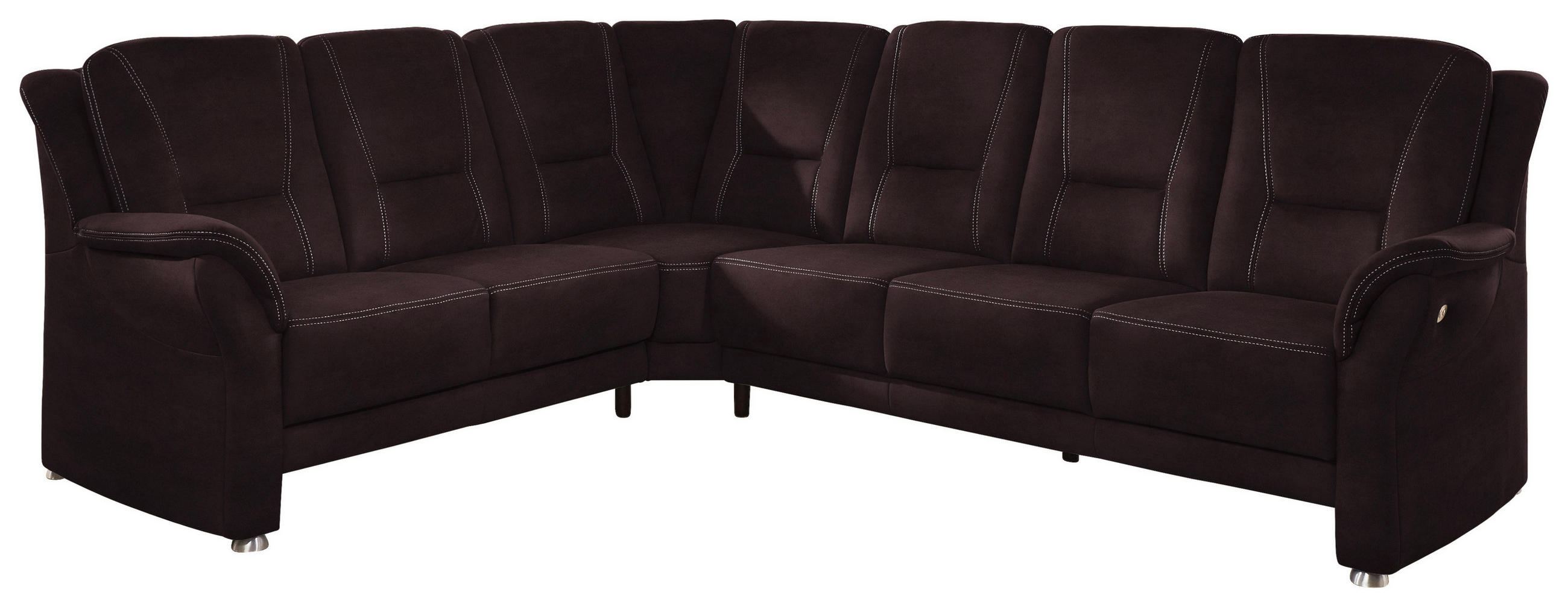 ECKSOFA in Mikrofaser Dunkelbraun  - Dunkelbraun/Beige, Konventionell, Textil/Metall (223/275cm) - Beldomo Comfort