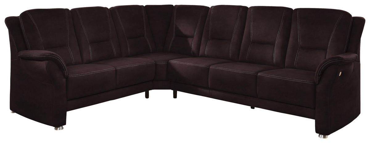 ECKSOFA in Mikrofaser Dunkelbraun  - Dunkelbraun/Beige, Konventionell, Textil/Metall (223/275cm) - Beldomo Comfort
