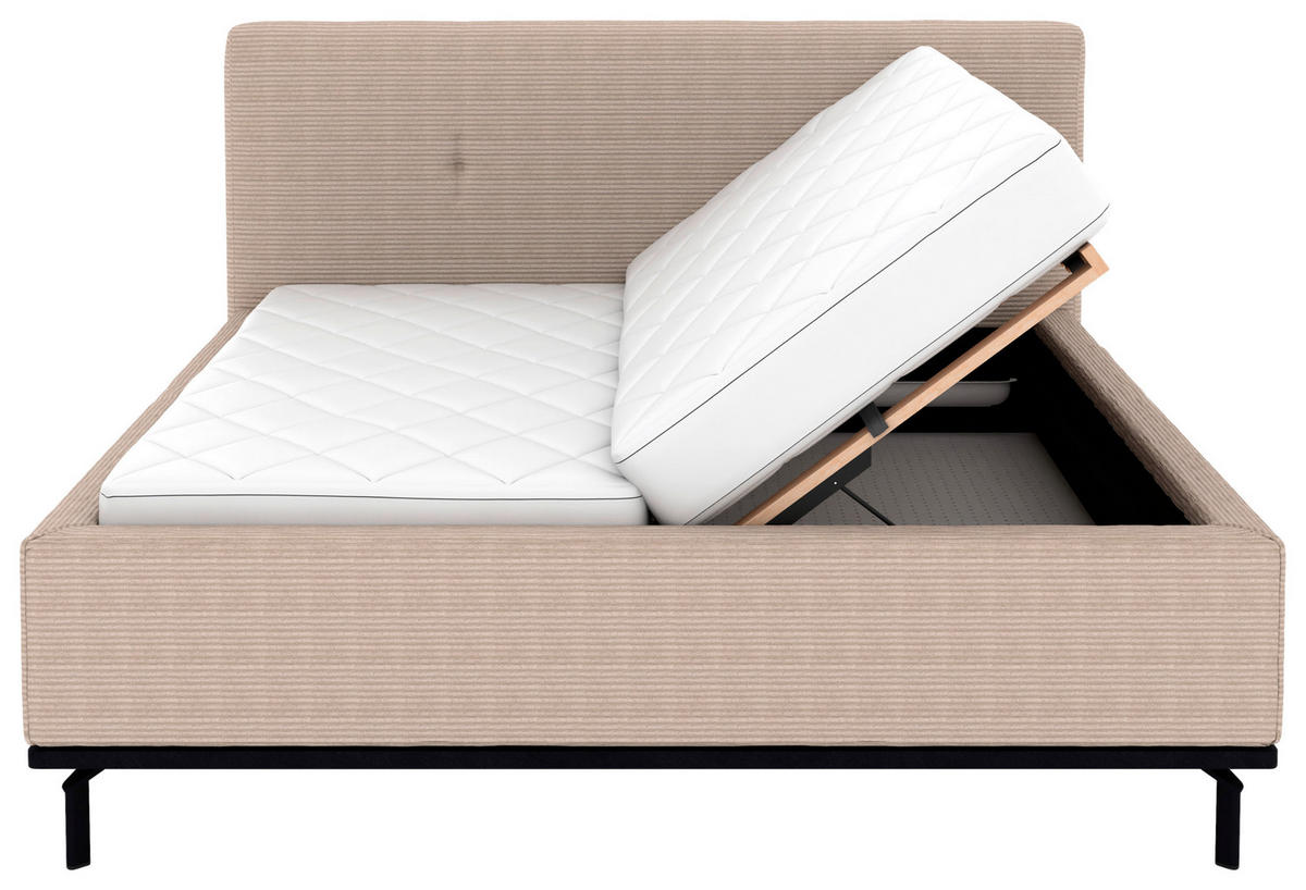 POLSTERBETT Matratze, Lattenrost, Bettkasten 180/200 cm  in Taupe  - Taupe/Graphitfarben, Design, Holz/Textil (180/200cm) - Musterring