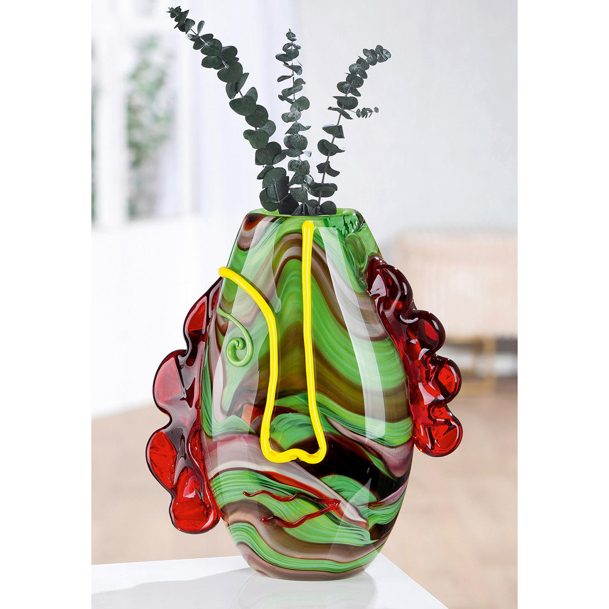DEKOVASE  - Gelb/Rot, Basics, Glas (27/30/10cm)
