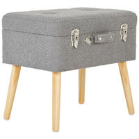 TABURET in lemn, textil, material pe bază de lemn gri, maro deschis  - culoare natur/maro deschis, Trend, lemn/textil (50/46/35cm) - Xora