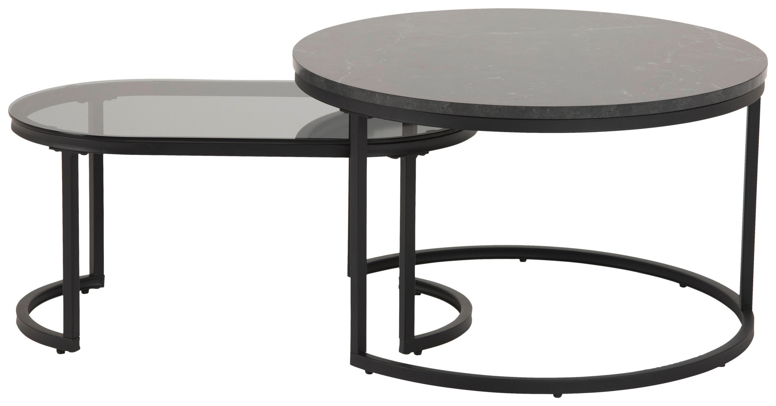 COUCHTISCH in Metall, Glas, Holzwerkstoff 70/70/42 cm  - Schwarz, Konventionell, Glas/Holzwerkstoff (70/70/42cm) - MID.YOU