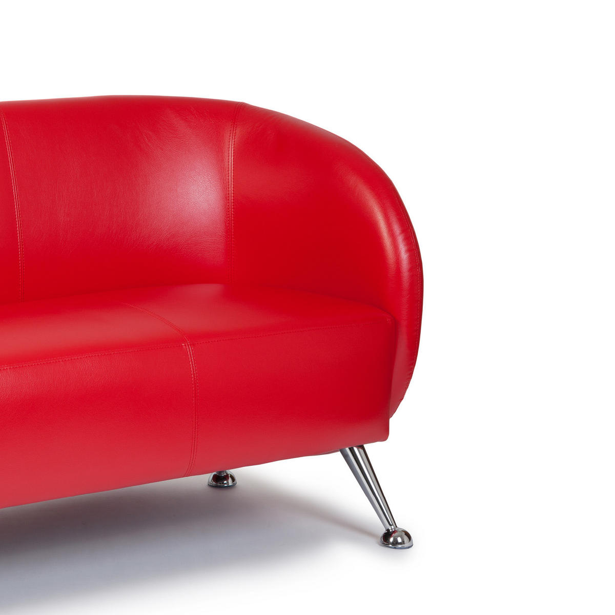 3-SITZER-SOFA  in Lederlook Rot  - Chromfarben/Rot, MODERN, Textil/Metall (168/85/58cm) - MID.YOU